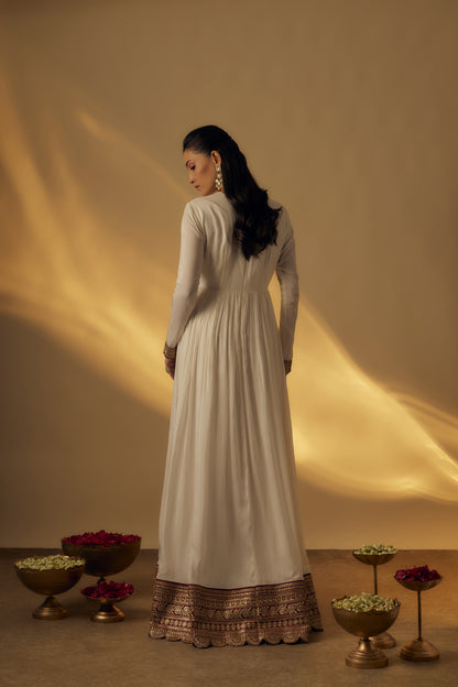 White Floor Length Anarkali Set