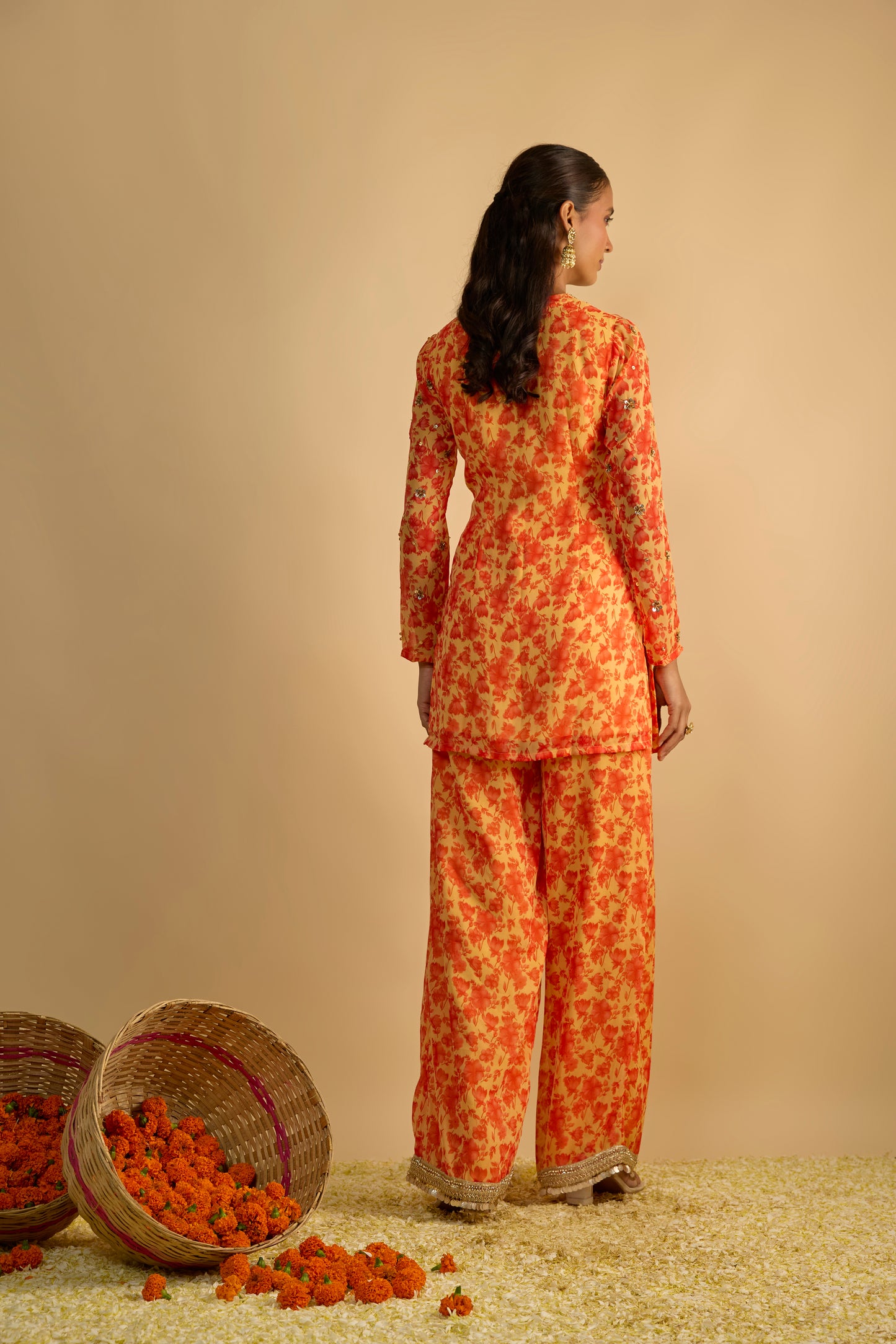 Yellow and Orange Short Kurta Set